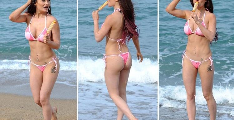 Ex On The Beach’s Jess Impiazzi cools off with an ice lolly during sun soaked trip to Spain