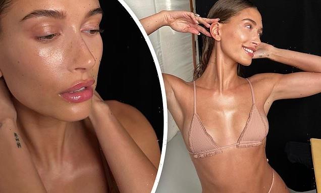 Hailey Bieber wows in bra and underwear as she teases skincare line