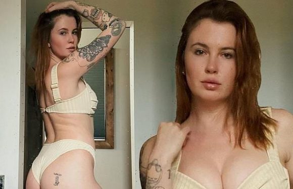 Ireland Baldwin showcases stunning figure in tiny striped bikini