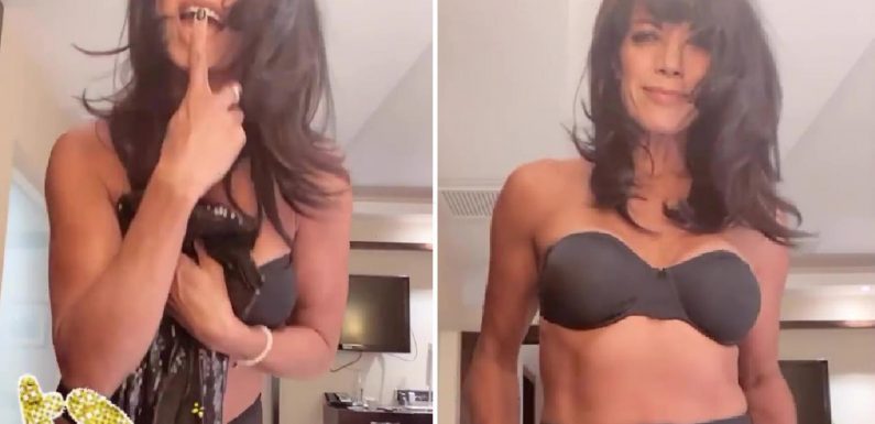 Jenny Powell, 53, looks incredible as she poses in black strapless bra and jokes 'NYE outfit?'