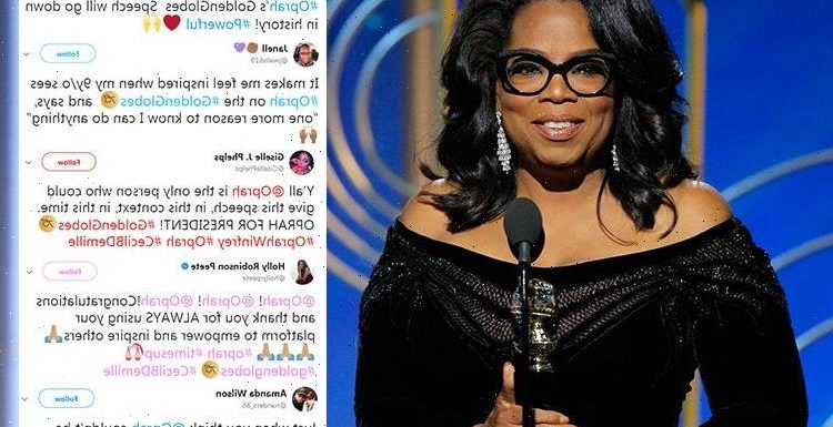 Oprah Winfrey's inspirational Golden Globes speech moves women to TEARS with many 'praying' she'll be the next US president