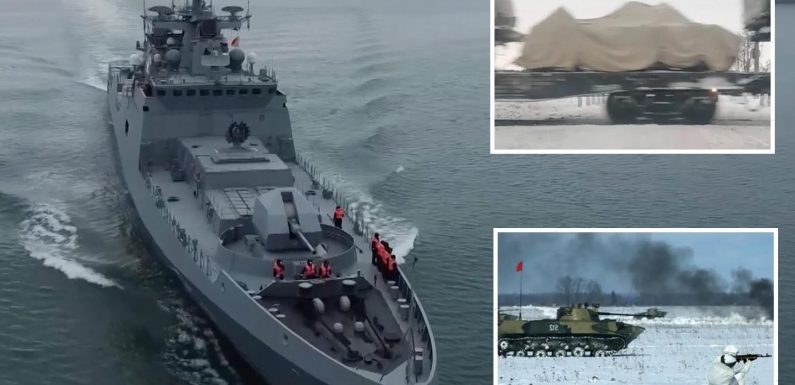 Putin sends 20 warships & 1,000 paras to border as he 'plots strike on Kiev'