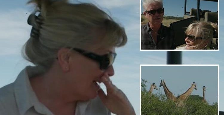 Watch the moment Phillip Schofield's wife Stephanie cries on safari as they see a giraffe in the wild in South Africa