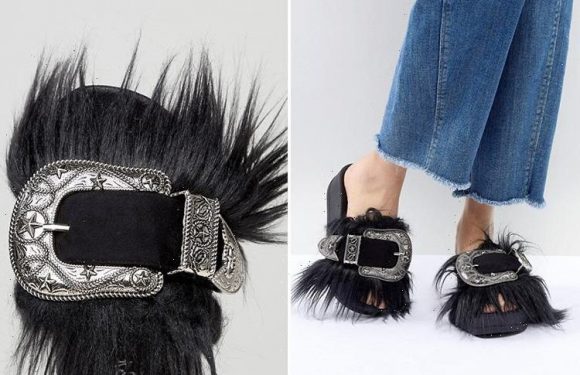 ASOS is selling bizarre furry sliders with huge buckles… and they look like the feet of a yeti