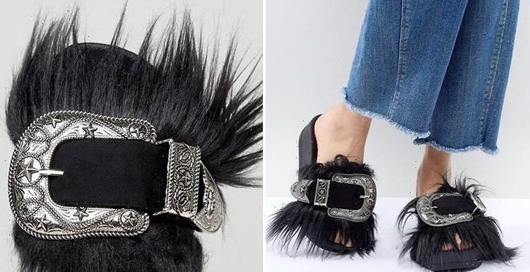 ASOS is selling bizarre furry sliders with huge buckles… and they look like the feet of a yeti