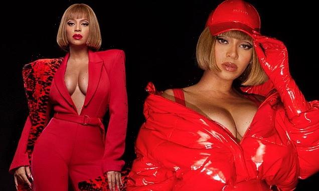 Beyonce sizzles in red latex and snakeskin in her new Ivy Park