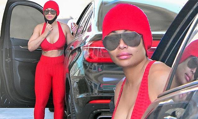 Blac Chyna steps out in flesh-flashing red workout gear