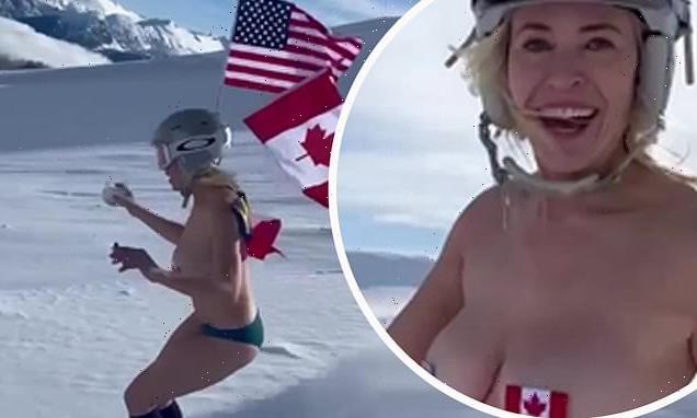 Chelsea Handler celebrates her 47th birthday by skiing TOPLESS