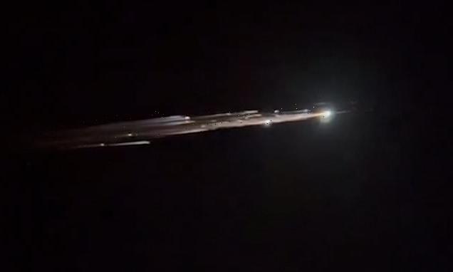 Footage shows a SpaceX rocket breaking up in the atmosphere