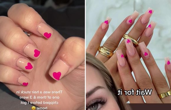 I asked for cute nails with a heart design…it took three artists two HOURS and still looked terrible