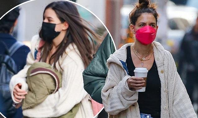 Katie Holmes and daughter Suri Cruise, 15, twin in matching cardigans