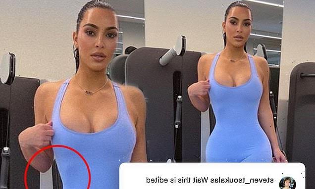 Kim Kardashian's fans accuse her of a photoshop fail in new gym snap