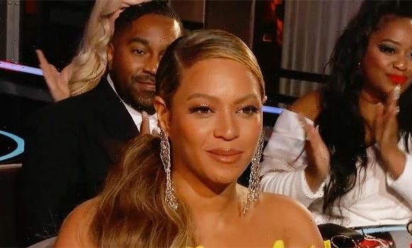 Beyonce Rocks Neon Yellow Off-The-Shoulder Dress & Matching Gloves At The Oscars
