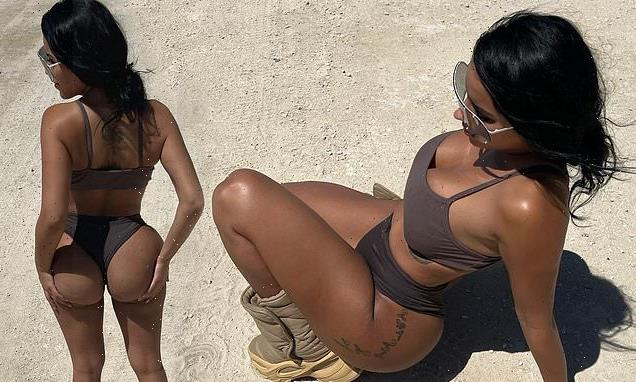 Chaney Jones shows off her incredible figure in a brown bikini