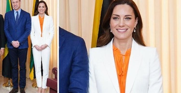 ‘Colour of angels’: Kate Middleton stuns in white Alexander McQueen suit in Jamaica