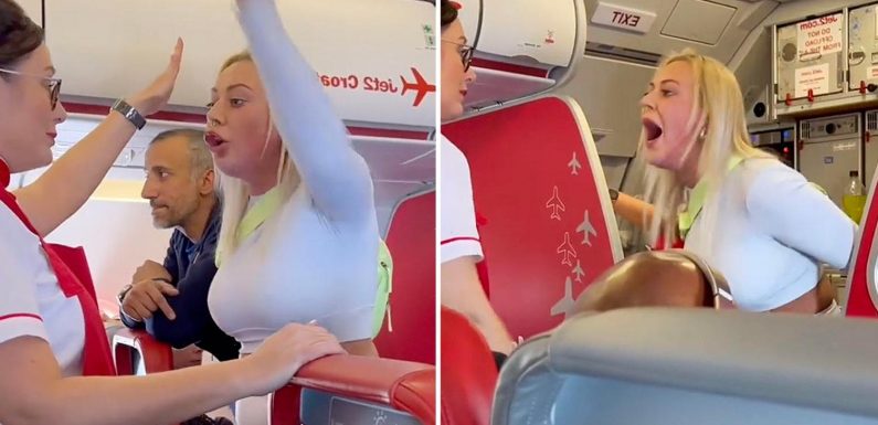 Jet2 flyers cheer as woman who 'slapped passengers' and shouting in air steward's face is booted off