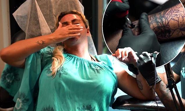 Katie Price shrieks in pain as she shares footage of her new inking