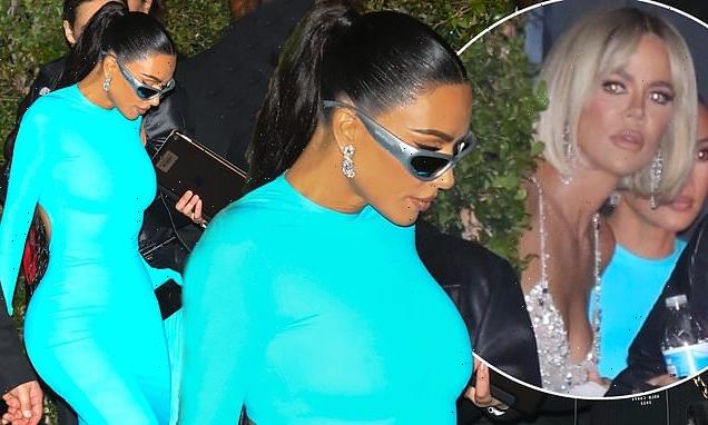 Kim Kardashian sports silver shades as sister Khloe debuts blonde bob