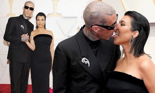 Kourtney Kardashian tongue-kisses Travis Barker on Oscars red carpet