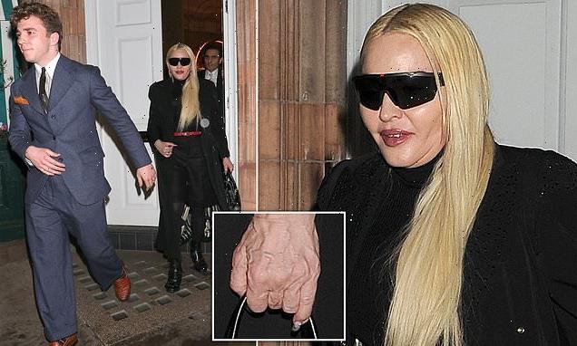 Madonna, 63, displays VERY youthful complexion at dinner with Rocco