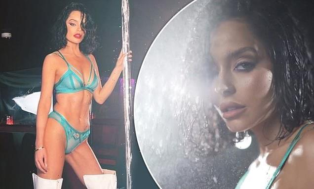 Maura Higgins dazzles as she spins round a pole in green lacy lingerie