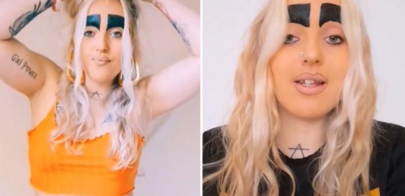 Mum with Britain's biggest eyebrows reveals what she looks like without them after trolls criticised her
