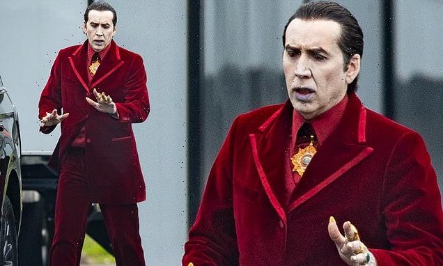 Nicolas Cage as Dracula FIRST LOOK Actor dons red suit and sharp teeth