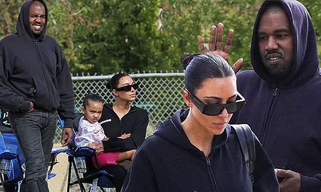 PICTURED: Kim Kardashian and Kanye West at soccer game