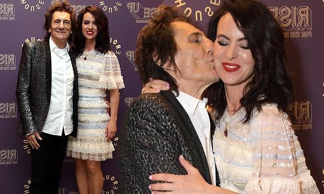 Ronnie Wood, 74, joins his glamorous wife Sally, 44, at charity gala