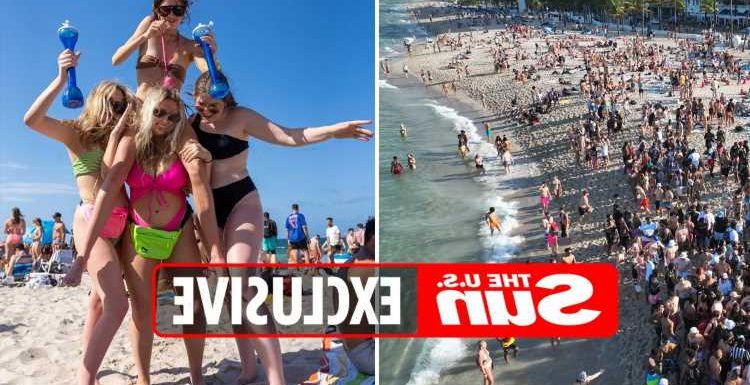 Spring Breakers seen wrestling and drinking as wild crowds descend on Fort Lauderdale beach after mass overdose horror