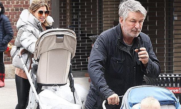 Alec Baldwin and his wife Hilaria go for a walk with two kids in NYC