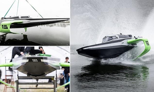 Electric foiling raceboat takes flight for first time on the River Po