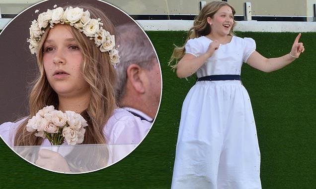 Harper Beckham is the epitome of angelic in a gorgeous white gown