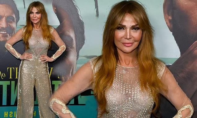 Lizzie Cundy, 53, dazzles in gold sequinned jumpsuit