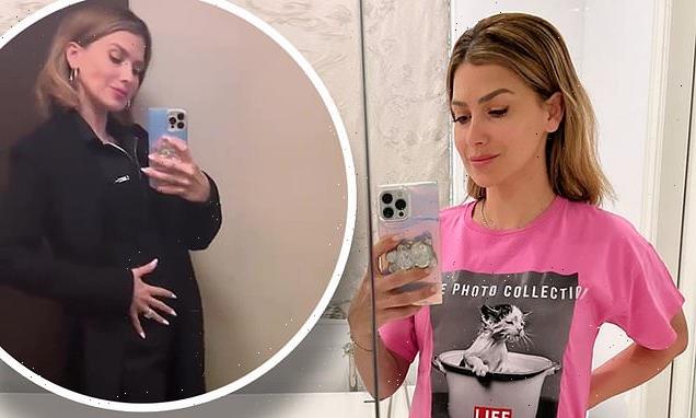 Pregnant Hilaria Baldwin boasts about fitting into a teen size t-shirt