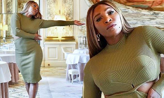 Serena Williams highlights her curves in a fitted dress on Instagram