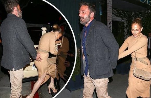Ben Affleck cheekily gropes fiancée Jennifer Lopez's bottom after date