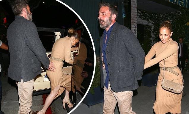 Ben Affleck cheekily gropes fiancée Jennifer Lopez's bottom after date