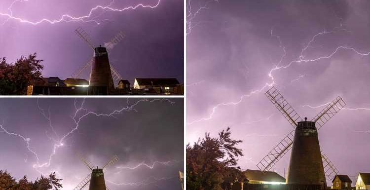 Incredible pics show lightning bolts light up sky as UK hit by epic thunderstorms