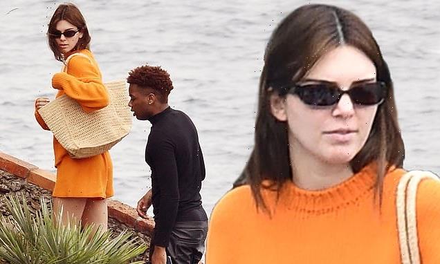 Kendall Jenner sports an orange co-ord ahead of Kourtney's wedding