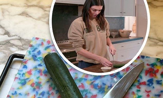 Kendall Jenner takes another stab at slicing a cucumber