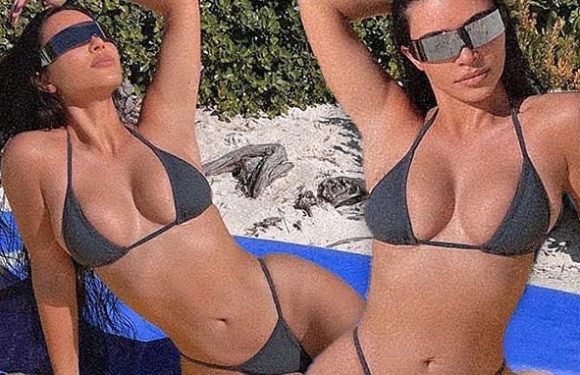 Kim Kardashian shares bikini flashback photos for SKIMS SWIM