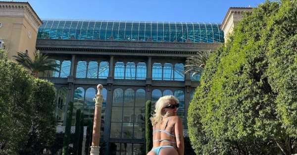 Lady Gaga set pulses racing as she shows off toned figure in blue thong bikini