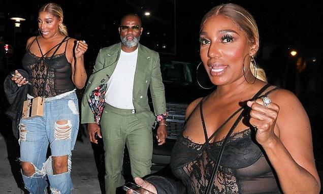Nene Leakes wears sheer lace bodysuit with jeans for date night