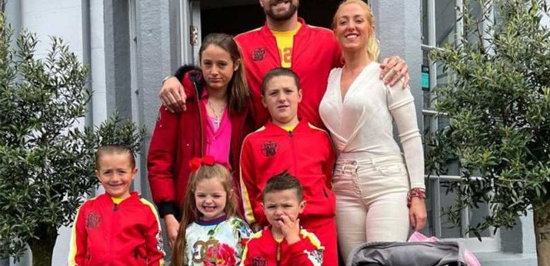Paris Fury enjoys a family day out with Tyson and their six kids as they wear matching outfits
