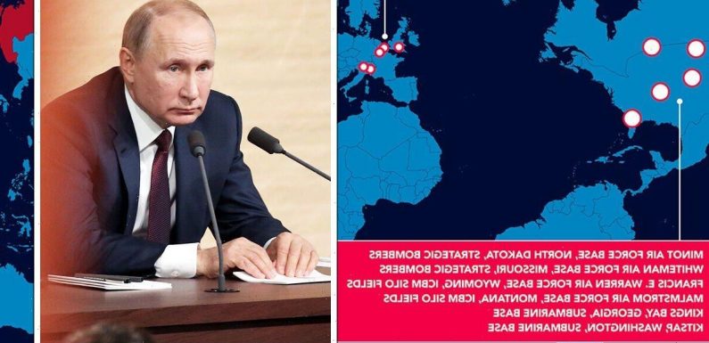 Putin’s worst nightmare MAPPED as ‘up to 100’ US nuclear weapons surround Russia’s border