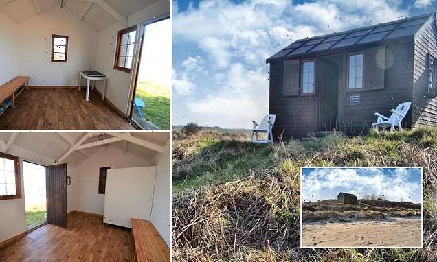 Wooden beach hut in Northumberland on the market for £85,000