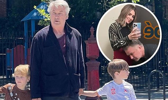 Alec Baldwin spends time with two of his six kids on Father's Day
