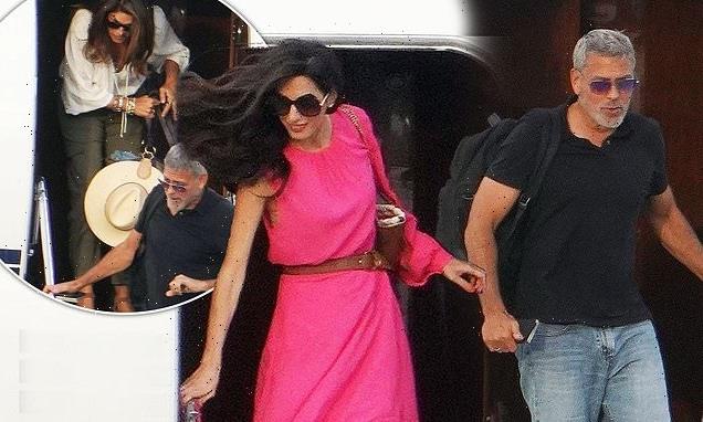 George Clooney arrives in the south of France with his wife Amal