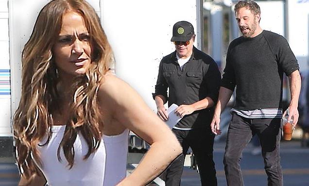 Jennifer Lopez visits Ben Affleck on the set of untitled Nike film